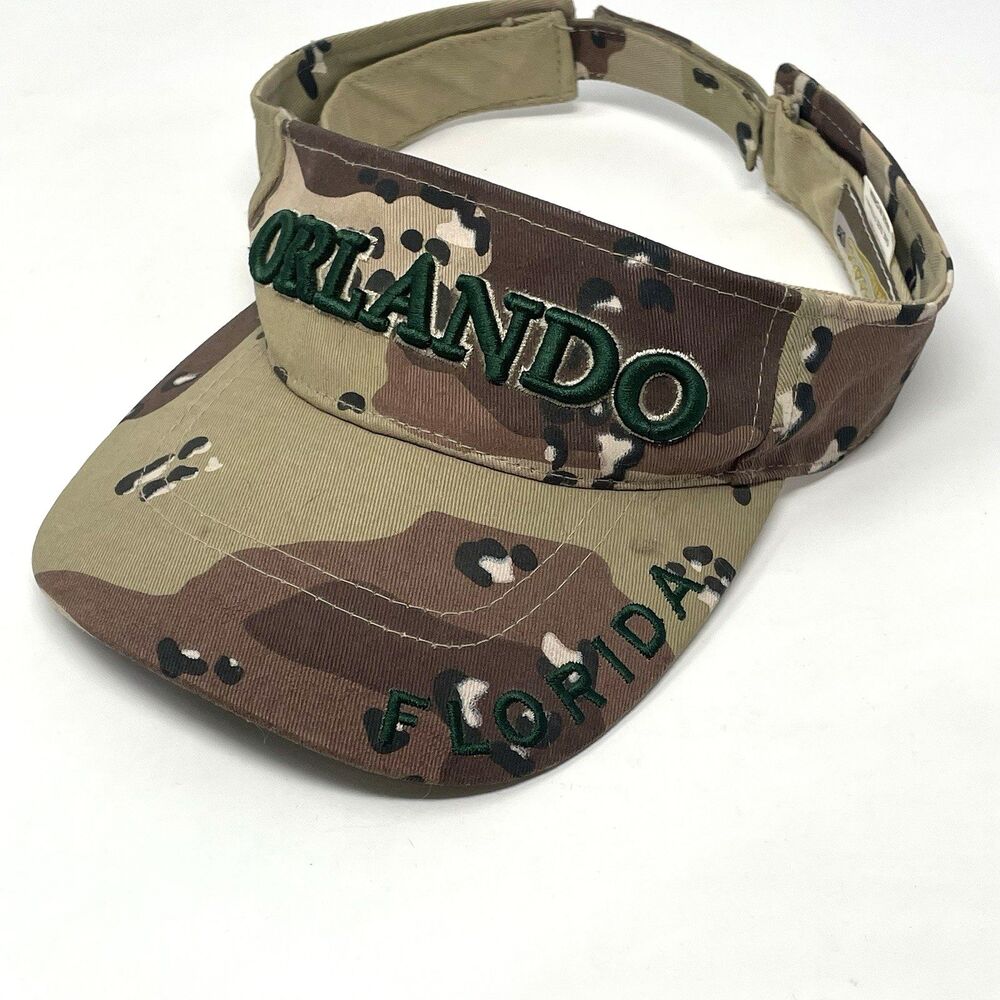 Orlando Florida Brown Camo Visor - Desert Camouflage Unisex Adjustable Sun Hat - Picture 2 of 11
